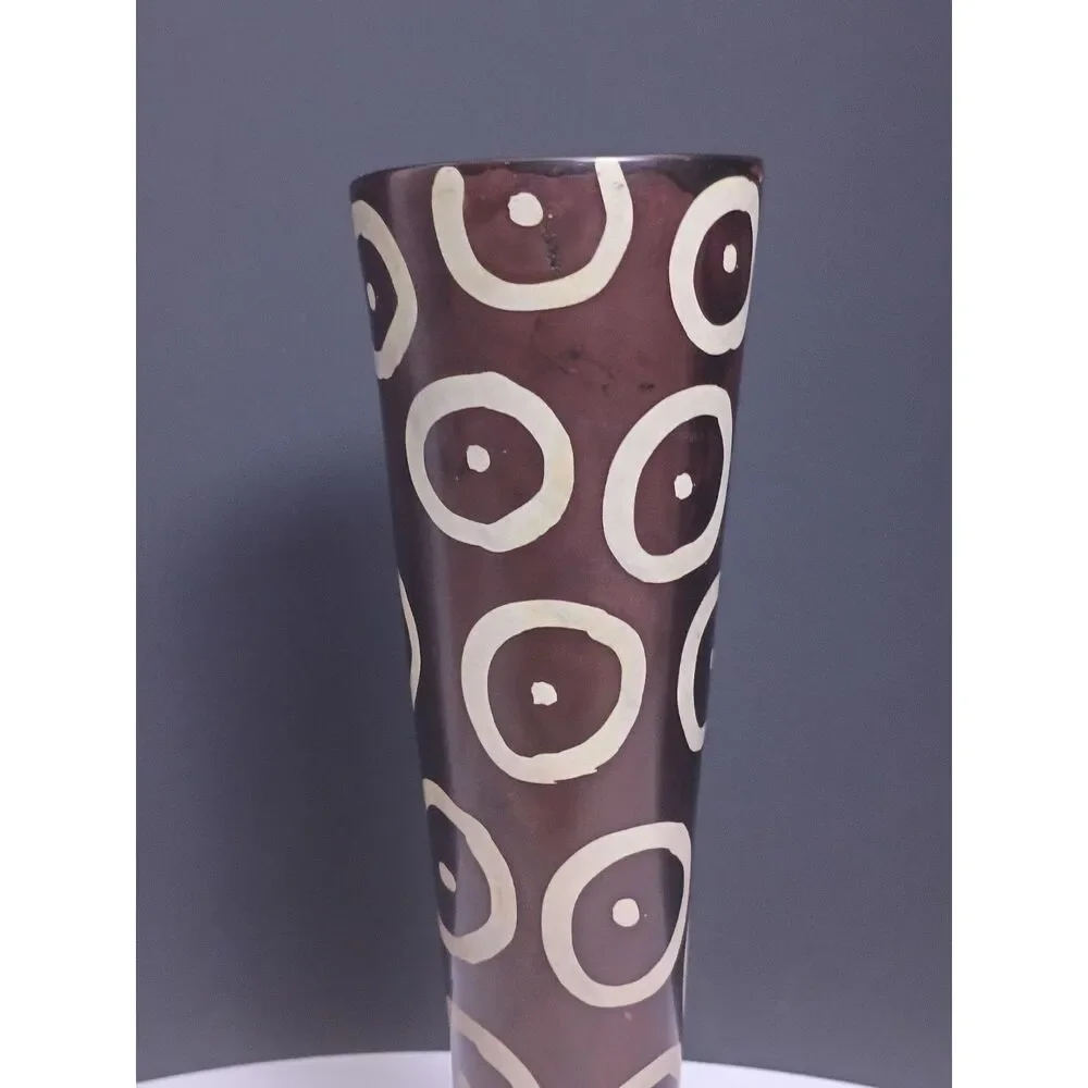 Buffalo Boutique Tapered Cast Metal Vase Circle Design Handcrafted Western Décor